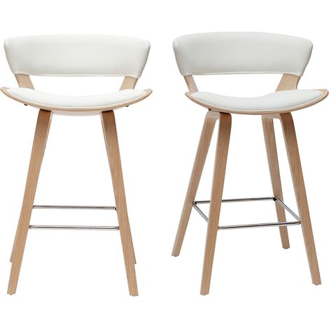 Sgabelli da bar design bianco e legno chiaro H65 cm (set di 2) SYRAH