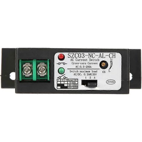 Interrupteur de mesure de courant normalement fermé, courant alternatif réglable de 0,5 à 200 A, SZC03-NC-AL-CH