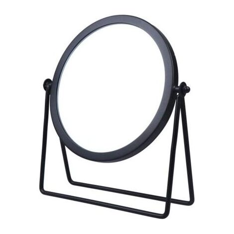 Round Round Metal Frame Swivel Makeup Mirror for Tabletop Black (1/5)