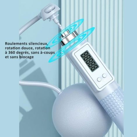 Corde à sauter intelligente sans fil avec ballon de poids et compteur - Bleu (1/4)