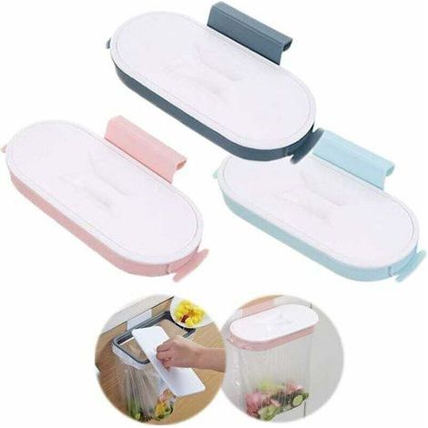 3 pcs Support pour Sac Poubelle de Cuisine, Armoire de Cuisine Porte-Sac Poubelle Poubelle Cuisine encastrable Porte, Porte-ordures Au-Dessus du Panier de Porte de l'armoire Support de Sac Poubelle-Fe (1/4)