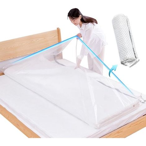 Matratzen-Vakuumbeutel, Vakuumbeutel, 220 x 100 cm, große Vakuumbeutel zur Aufbewahrung, PA+PE, wasserdicht, wiederverschließbar, Kompressionsbeutel für Kleidung, transparent (1/5)