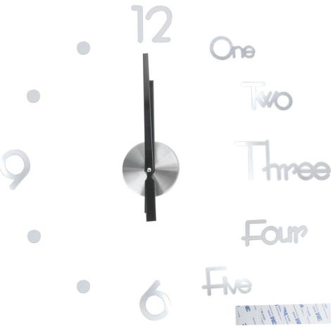 SJLERST Horloge murale adhésive sans cadre, autocollant de Surface de miroir à faire soi-même, pour la décoration de la maison, du bureau et de la salle, taille moyenne, argent (1/5)
