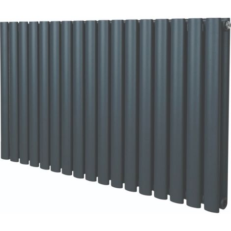 Radiador De Columna Ovalada 600mm x 1020mm Horizontal  Gris Antracita   Acero  Montado en pared  Kit de fijación y soportes  + Cepillo de limpieza GRATIS  Calefacción estufa calefactor