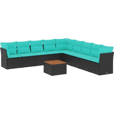 Maison Exclusive - Set Divani da Giardino 10 pz con Cuscini Nero in Polyrattan (1/5)