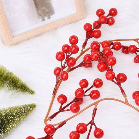 36 branches de houx artificiel avec baies rouges et lumières LED, 7 têtes, noir, guirlande décorative de Noël (1/5)
