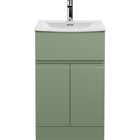 Hudson Reed Urban Floor Standing Vanity Unit with Basin 4 Satin Green - 500mm Wide (1/5)