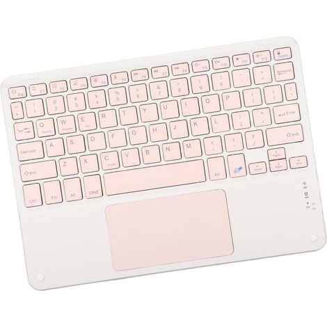 Clavier sans fil multifonctionnel rose avec pavé tactile, touches quadrangulaires silencieuses, 10 pouces, pour téléphones et ordinateurs portables.