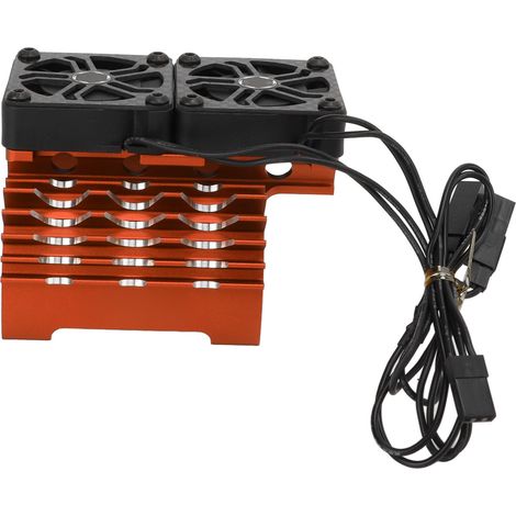 Ventilateur de refroidissement double 55/56/58mm sans balais 8.4V 16000RPM Orange dissipateur thermique pour voiture télécommandée 1/5 (1/5)