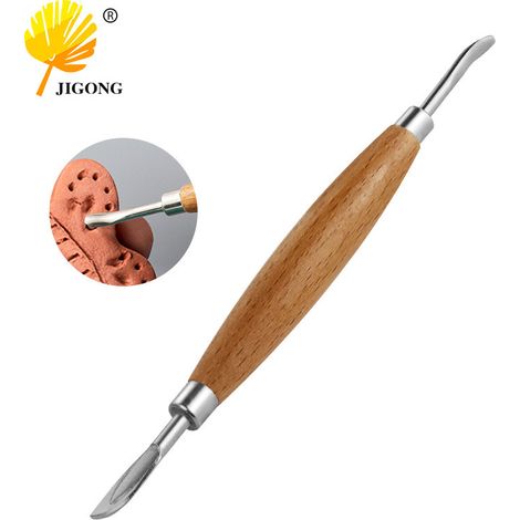 Outil de presse à friction à manche en bois - Bricolage en pâte polymère, outils de sculpture sur argile, art du cuir, outils de sculpture sur cuir