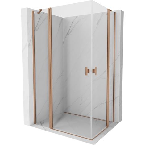 Mexen Mist Duo Duschkabine, schwenkbar 110 x 70 cm, transparent, gebürstetes Kupfer - 8A4-110-070-65-00