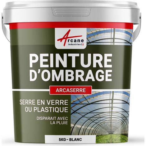 Arcane Industries – Peinture d'ombrage blanche pour serre en verre et plastique – Anti chaleur UV – 5 kg – Économie d'eau et opacité ajustable