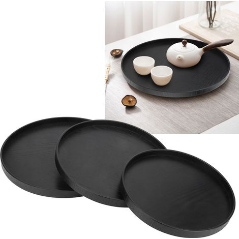 Rundes Teetablett aus Holz, originelles Obsttablett, Geschirr, Besteck, Küchenaccessoire (1/5)