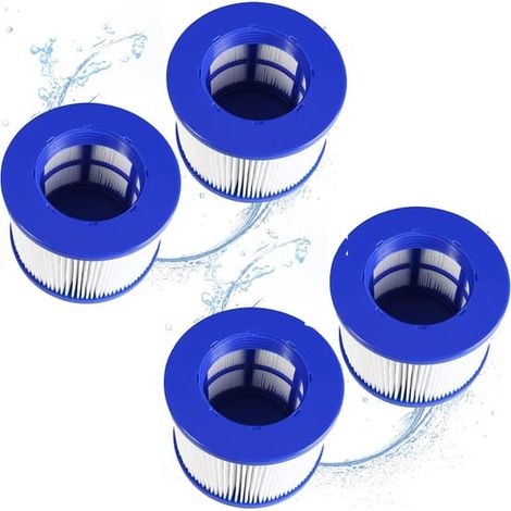 Cartouches filtrantes gonflables pour spa (lot de 4, 75 x 100 mm) - Compatibles avec CleverSpa, AquaParx, AquaSpa et la plupart des spas portables, marque All-Seas (4 pièces). (1/5)