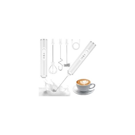 Batteur électrique - 1, Mousseur à lait rechargeable blanc chargement USB-C 3 fouets - Cuisine (1/5)