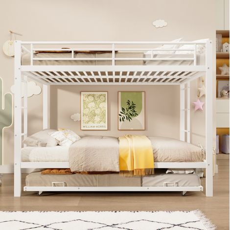 Etagenbett für Kinder 204x146x160,5 cm aus weißem Metall mit Ausziehbett – MEUBLIV (1/5)