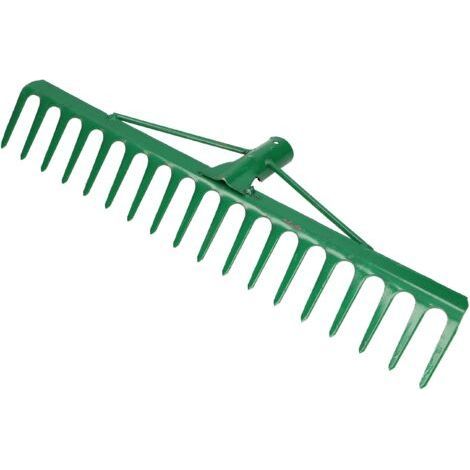 Rateau à Feuille - Métal - 47,5 cm - Râteau Jardin - 18 Dents - Vert - Outil Robuste Pour Entretien Gazon Jardinage - sans Manche- (1/5)