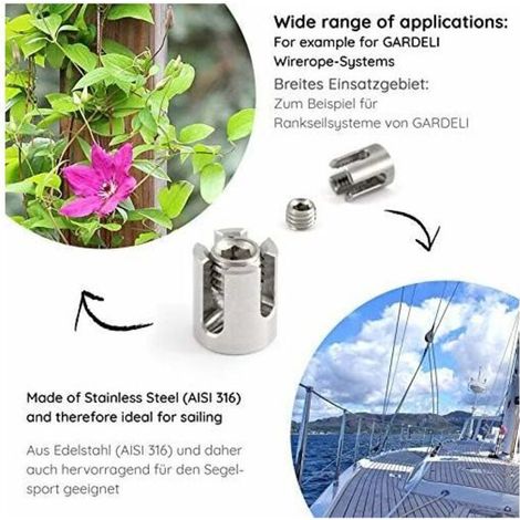 Confezione da 5 fascette stringicavo in acciaio inox (formato A4) - Per cavi da 2 mm - M8 (per cavi da 2 mm) (1/4)