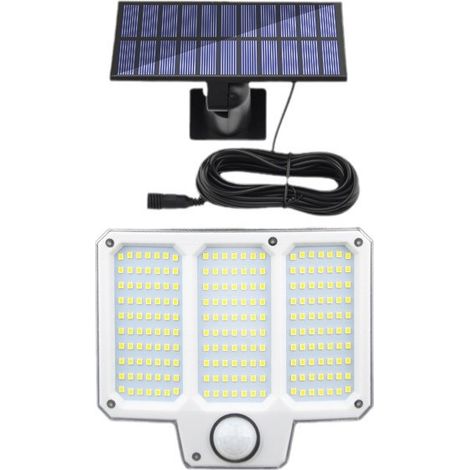 Applique murale LED divisée, projecteur de cour extérieur étanche à détecteur de présence solaire avec télécommande et alimentation solaire, équipé d'un détecteur de mouvement. (1/4)