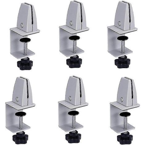 Clips de fixation pour écran anti-éternuements, pinces réglables pour cloison de bureau en aluminium, pour panneaux de 3 à 25 mm d'épaisseur (lot de 6) (1/5)