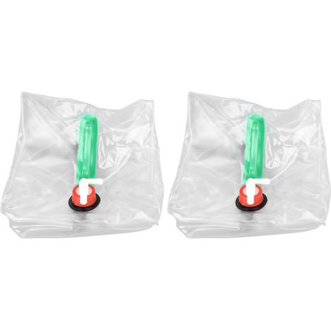 Lot de 2 seaux à eau pliables de 20 L en PVC transparent, portables et avec robinet, pour le camping et la randonnée. (1/5)
