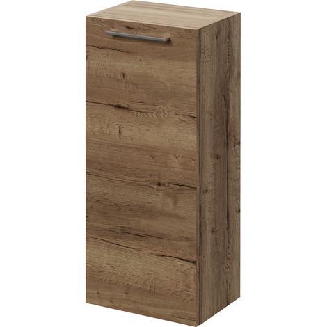 Napoli Tobacco Oak 350mm Wall Mounted Single Door Side Cabinet - 350mm - Chrome 160mm Handle