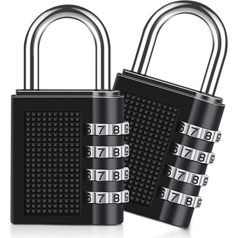 ZOLGINAH Cadenas à Combinaison [2 Pièces], 4 Chiffres Serrure Combinée, pour Casier de Gym à L'école, Remise, Clôture (Noir) (1/5)