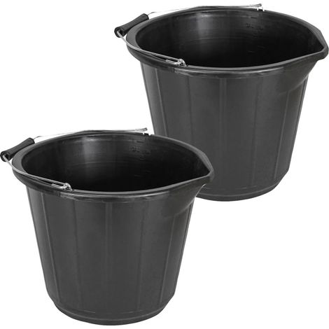 Faithfull Bucket Twin Pack General-Purpose 14 litre 3 gallon- Black FAI3GBUCKET