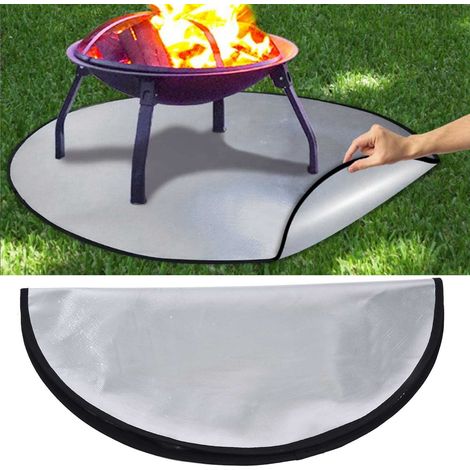 [Protector de parrilla] Alfombrilla de doble cara resistente al calor para fogatas y parrillas, redonda, 101,5 cm de diámetro, material de aluminio ignífugo. (1/5)