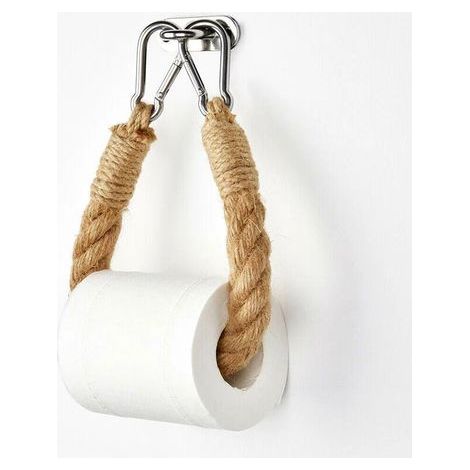 1PCS Wooden Bathroom Roll Holder, Vintage Toilet Paper Roll Holder, Hemp Rope Towel Holder for Bathroom and Kitchen