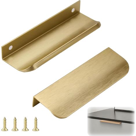 Poignée De Meuble Cuisine Invisible Dorée Aluminium 120mm Lot De 2 (1/5)