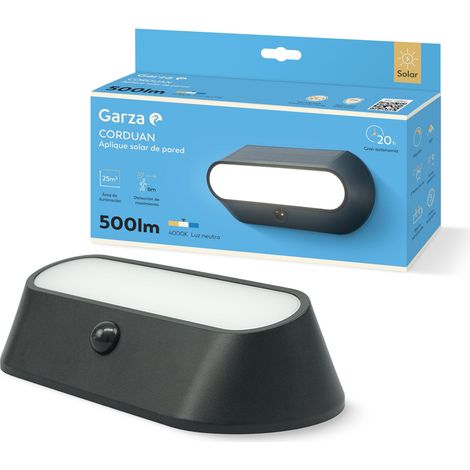 Applique d'extérieur solaire LED 4000 K, 500 lm, capteur de mouvement 120°, 3 modes d'éclairage, autonomie 20h, IP54, idéale pour jardins, terrasses et murs. Installation murale. (1/5)