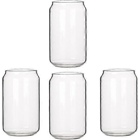 Lot de 4 verres en forme de canette, style tendance, pour eau, lait, bière, milkshake, dessert ou cola. (1/5)