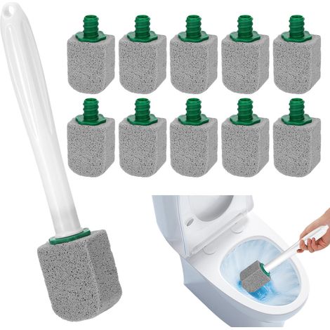 10 PCS Brosse de Nettoyage en Pierre Ponce, Recharges de Nettoyage Ponce avec Poignée Réutilisable, Brosse de Nettoyage Pierre Ponce WC, pour Les Toilettes, Les Cuisines,Les éviers et Les Lavabos (1/5)