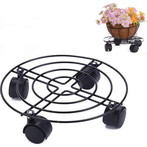 Caddy extérieur de Plante d'intérieur avec des Roues,(35cm,Black)Heavy Duty Fer en Pot Usine Fleur Pot Rack Stand Titulaire avec des Roues (1/5)