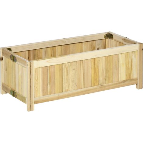 Bancal elevado plegable de madera natural 70 x 30 x 25 cm (1/5)