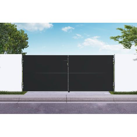 NALI 3m Stahltor, mattschwarz, 120 cm hoch