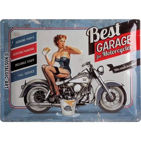 Nostalgic-Art - Plaque en métal 30 x 40 cm - Meilleur garage - Meilleur garage bleu (1/4)