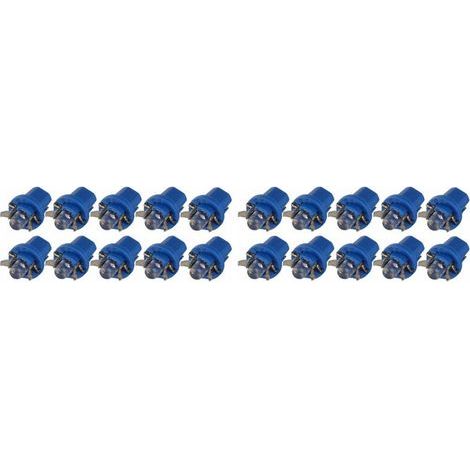Convient aux ampoules de tableau de bord automobile en paquet de 20, ampoules LED T5 B8.5D pour tableau de bord, DC12V.