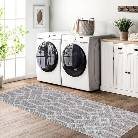 Tapis de Cuisine antidérapant Lavable Moquette Long Doux Gris Tapis Cuisine Devant evier pour Chambre à Coucher couloirs Salon Cuisine (Gris bohème, 60 x 120 cm) (1/5)