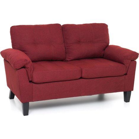 divano "denver" 2 posti tessuto rosso, 145x95x78 cm (1/2)