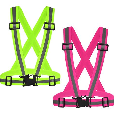 2 Gilet de sécurité, bandes réfléchissantes, ajustable, polyester, course nocturne cyclisme (1/5)
