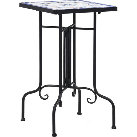 vidaXL Mosaic Side Table Blue and White Ceramic (1/5)