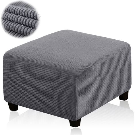 1 Housse de pouf, tissu jacquard extensible, motif losange, antidérapante, pour repose-pieds et tabouret carré ou rectangulaire, salon (1/5)