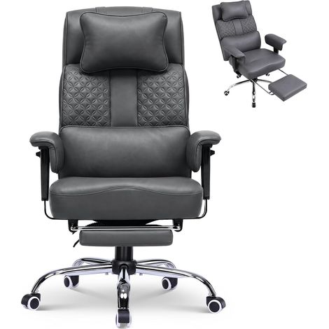 Chaise de gaming et chaise de bureau ergonomique, avec appui-tête réglable + grand soutien lombaire, assise de 54 cm de large, dossier inclinable de 90 à 150 °, charge maximale de 180 kg (1/5)