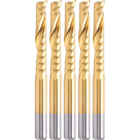 Lot de 5 fraises hélicoïdales carbure pour aluminium, 4x25x45mm, défonceuse CNC (1/5)