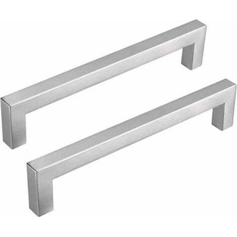 Set mit 2 Küchenschrankgriffen, 128 mm Lochabstand, Küchenschrankgriffe aus Edelstahl, silberner Küchengriff, Schrankgriffe aus gebürstetem Nickel