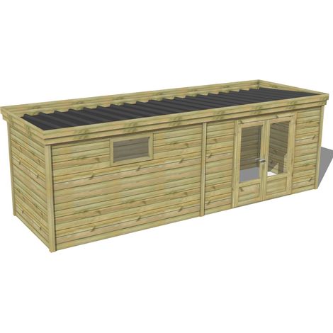 ABRI DE JARDIN bois traité 27mm, 7,3x2,1m, 16m2 (1/3)