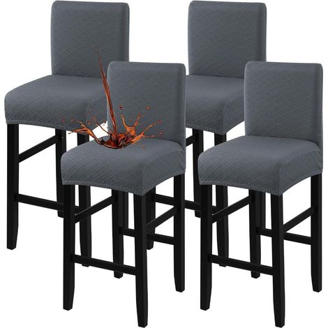 Housses de tabouret de bar imperméables, extensibles, amovibles et lavables, lot de 4, gris foncé (1/5)