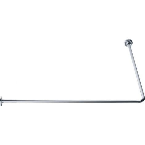 Porte-rideau d'angle 90° 90 x 90 cm, tube en laiton D 16 mm avec 2 rosaces coulissantes, nickelé chromé réf. 004117 (1/2)